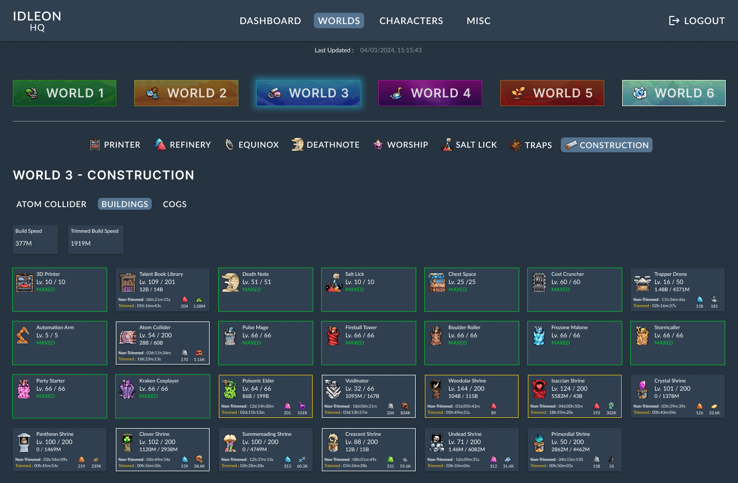 Design frame of the buildings skill for world 3